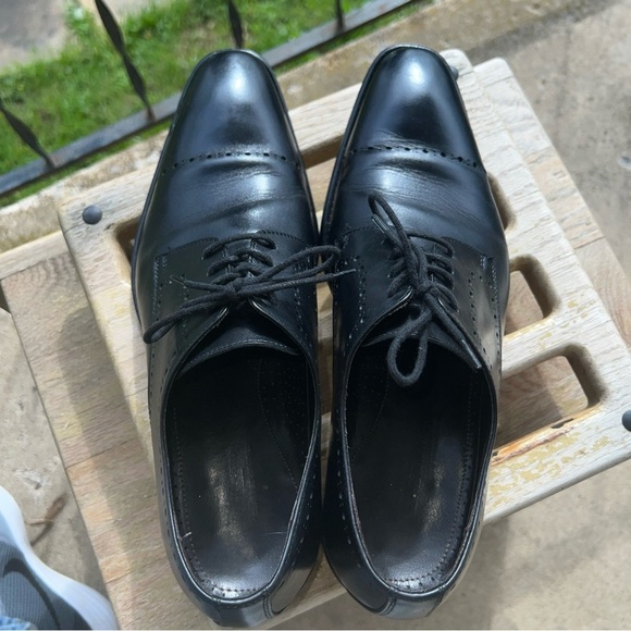 Johnston & Murphy Men's Leather Black Cap Toe Size 10M 24-2941 Made In Italy - Picture 10 of 12